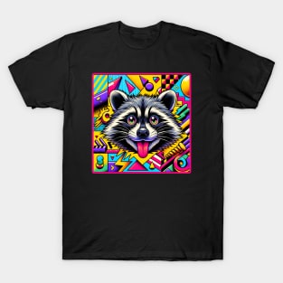 Groovy psychedelic Trash Panda: Funny 90s Memphis Style Raccoon T-Shirt